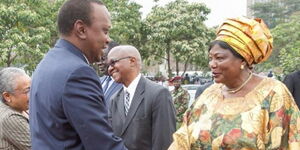 President Uhuru Kenyatta (left) greets his mother Mama Ngina Kenyatta