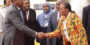 President Uhuru Kenyatta greets his niece Nana Gecaga during their past meeting.