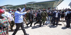 President Uhuru Kenyatta arrives at Chaka Market on Sunday, January 31, 2021.