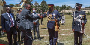 President Uhuru Kenyatta arrives at the National Police College Main Campus Kiganjo in Nyeri County on January 20, 2022.