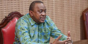 President Uhuru Kenyatta chairing a virtual meeting with the special coronavirus emergency taskforce on April 1, 2020.