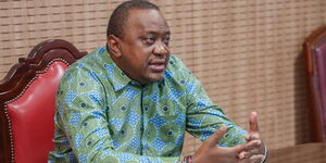 President Uhuru Kenyatta during a video conference at State House on Wednesday, April 1.