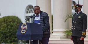 President Uhuru Kenyatta during the vehicle launch at State House Kenya