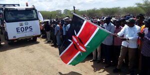 President Uhuru Kenyatta flags off Kenya's first crude oil from the Turkana oil fields on Sunday, June 3, 2018.