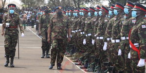 President Uhuru Kenyatta inspects a Guard of Honour mounted by 7th Battalion Kenya Rifles at Kahawa Garrison on Saturday, October 16, 2021.
