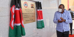 President Uhuru Kenyatta launches the Ksh300 million Neema Abattoir in Lucky Summer, Nairobi on Wednesday, May 26, 2021.