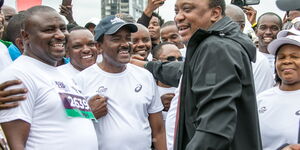 President Uhuru Kenyatta pictured at the beyond zero half marathon on March 8, 2020.
