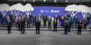 President Uhuru Kenyatta poses for a photo with World Leaders in Glasgow, Scotland on Tuesday, November 2, 2021.