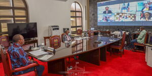President Uhuru Kenyatta during the virtual launch of the Kenya Programme for Country Partnership (PCP) Self-Starter by the United Nations Industrial Development Organization