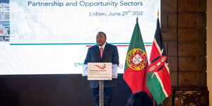 President Uhuru Kenyatta speaks t the Kenya - Portugal Business Forum in Lisbon
