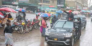 President Uhuru Kenyatta's pictured in one of his Toyota Land Cruiser 200 series.