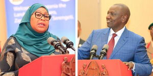 President William Ruto President Samia Suluhu addressing the media during a joint presser with at State House Tanzania on Monday, October 10, 2022.