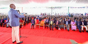 President William Ruto addresses a congregation at the Kericho Green Stadium on October 16, 2022.