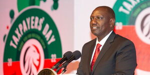 President William Ruto gives an address during the 2022 Taxpayers' Day at the Kenyatta International Conventional Centre on Friday, October 28, 2022.