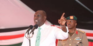 President William Ruto gives speech in Kibera on Tuesday, October 25, 2022.