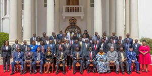 President William Ruto poses for a photo with 50 newly appointed CASs at State House on March 23, 2023.jpg