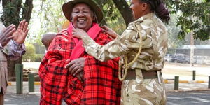 President William Ruto's mother Mama Sarah (in red) at the Nairobi National Park on Saturday March 11, 202