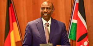 President William Ruto speaking during the the Germany-Kenya Business Forum at Haus der Wirtschaft, Berlin on Monday, March 27, 2023.