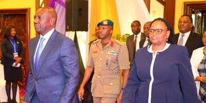 President William Rutoand Chirf Justice Martha Koome arrive for the launch of the Administration of Justice in Kenya Annual Report.on Monday, December 5, 2022