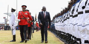President William Rutoinspects a guard of honour at Uhuru Gardens during the Madhujaa Day Celebrations on Thirsday, October 20,2022.