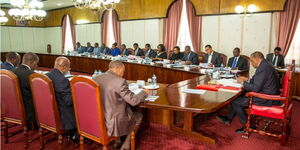President Uhuru Kenyatta chairs a cabinet meeting at State House, Nairobi in April 18, 2019