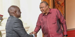 President-elect William Ruto greets President Uhuru Kenyatta at State House on Monday, September 12, 2022.