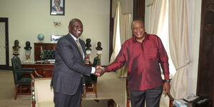 President-elect William Ruto greets President Uhuru Kenyatta at State House on Monday, September 12, 2022.