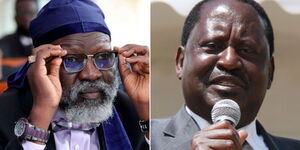 Presidential candidates George Wajackoyah (left) and Raila Odinga
