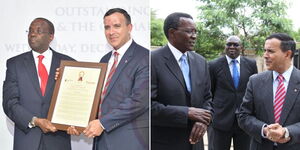 A collage image of Prof Luis Franceschi together with Former Chief Justices Willy Mutunga (LEFT) and David Maraga (RIGHT).