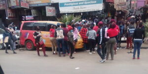 A group pictured in Nairobi during a supposed promotion