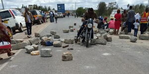 Protesters pictured on the Eastern bypass following an accident that killed 8 pedestrians on October 11, 2019.