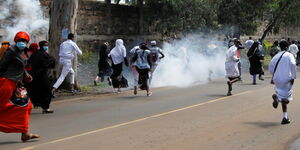 Police dispersing protestors