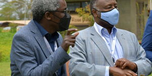 Prof. Lukoye Atwoli(left) and Dr. Frank Njenga (right) during the Kenya Psychiatric Association Annual Meeting. 