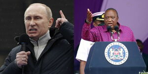 Photo collage between Russia's President Vladmir Putin and President Uhuru Kenyatta