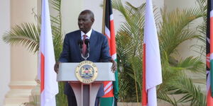President William Ruto at the Kenya-Japan press briefing, in State House, Nairobi, on May 3, 2023.
