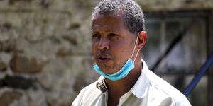 Dominic Kahumbu speaks during an interview with Reuters near the town of Kisumu. 
