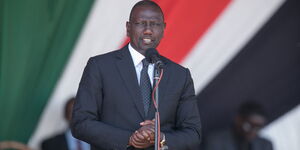 Deputy President William Ruto addresses Kenyans during the late President Daniel Toroitich Arap Moi's memorial service on February 11, 2020.