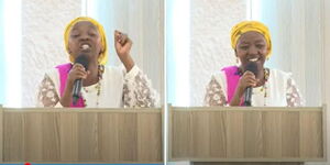 Photo collage of Second Lady Rachel Ruto during a church service at Karen, Nairobi on Sunday August 14, 2022