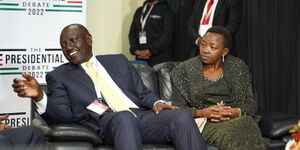 Deputy President William Ruto alongside his wife, Rachel Ruto at the Presidential Debate on July 26, 2022. 