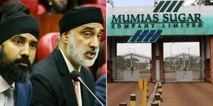 Photo collage between Rai brothers and Mumias Sugar Company