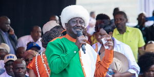 ODM leader Raila Odinga speaks at Meru BBI rally on February 29, 2020