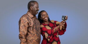 Azimio La Umoja-One Kenya presidential candidate Raila Odinga (left) and his running mate, Martha Karua (right) at a photoshoot in May 2022