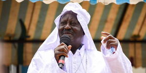 File photo of Azimio Presidential candidate Raila Odinga wearing Legio Maria outfit