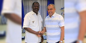 Raila Odinga (left) with Suleiman Shahbal (right) in Mombasa County, on Wednesday, March 18, 2020