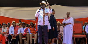 Raila Odinga addresses residents of Narok county during the BBI rally on February 22, 2020.
