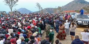 Raila Odinga addressing a crowd in Taita Taveta on September 9, 2020.