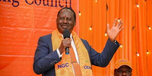 Raila Odinga addressing the National Governing Council on March 1, 2019.