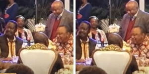 Raila Odinga and President Uhuru Kenyatta during the former's private birthday party in Karen