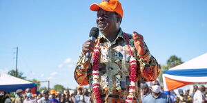 Orange Democratic Movement (ODM) leader Raila Odinga in Kwale County on November 16, 2021.
