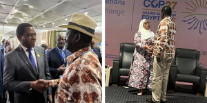 Raila Odinga meets Zambia President Hakainde Hichilima and Tanzanian President Samia Suluhu at COP27 on Monday, November 8, 2022.